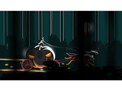 Halloween Horsecar animal art animation halloween horse horsecar illustration moon moonlight night pumpkin ride run woods