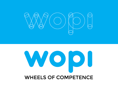 Wopi Logo 2d branding color competence flat identity lettering logo vector web wheels wireframe