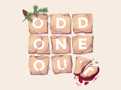 Odd One Out Logo 2d blood branch color game identity illustration logo murder mystery painting stone
