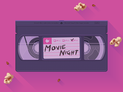 MLab Movie Night Logo 2d branding color flat identity movie night popcorn tape vector vhs video