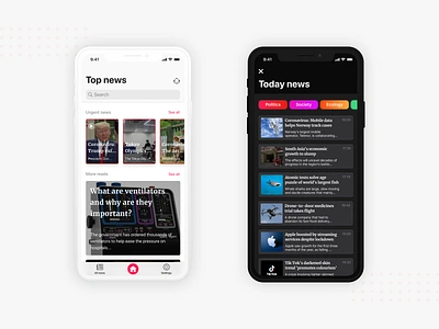 News Room - app design adobe xd application category darkmode design figma figmadesign iosdesign iphonex lightmode new newsapp newsappdesign readnews somethingnew top100 ui uiuxdesign ux