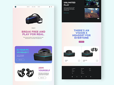 Vision X - Home page buy daily 100 challenge dailyui dailyuichallenge design figma home page new top100 ui uidesign ux uxdesign vr vr design vr glasses vr store vr website web website