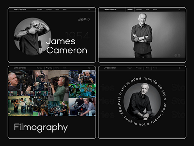 James Cameron website concept design animation branding daily 100 challenge dailyui design desktop fimography homepage mobile modern movie style tablet top100 ui uidesign ux uxdesign web website