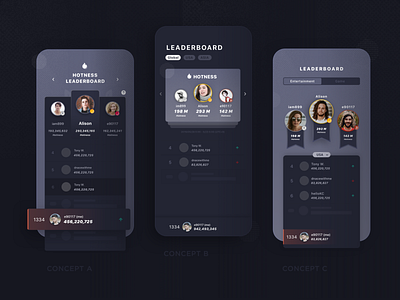 3 Different Layout of Leaderboard UI Design app branding concept concepts design gaming illustration leaderboard leaderboards ui ux ux ui