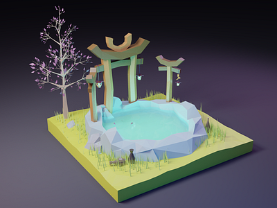 Night Elves Well 3d blendercycles illustration