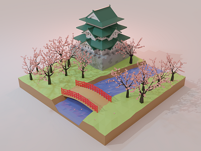 Sakura 3d illustration blender 2.8