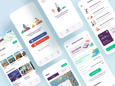 Travel app app design flat ui ux