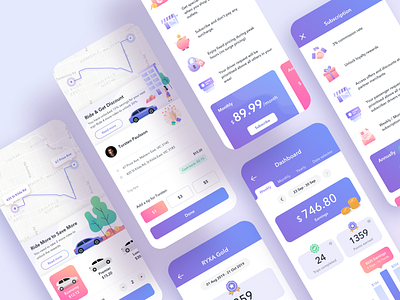 Rideshare app app design flat illustration ui