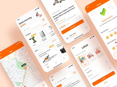 Tool rental app app design flat ui