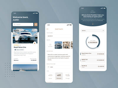 Yacht rental app app design flat ui