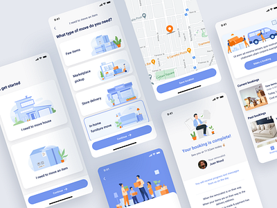 Moving app (part 2) app design flat illustration ui