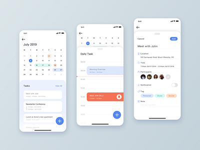 Calendar APP app design flat ui ux