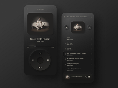 Music Player App Concept – Dark Mode app dark dark mode dark ui design interface ipod music app music player neomorphism ui uidesign ux