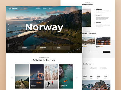 Travel Norway Website booking design interface mountains norway scandinavia travel ui ui design uidesign ux view web website