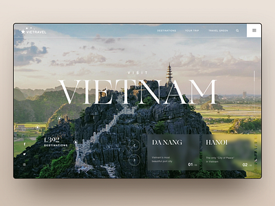 Travel Vietnam Website asia design glass interface mountain temple travel travel agency traveling typography ui ui design uidesign ux vietnam web website