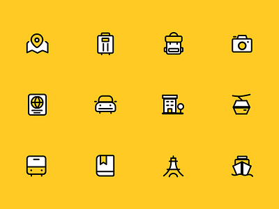 一组旅行icons ui ux 向量 品牌 商标 插图 活版印刷 设计