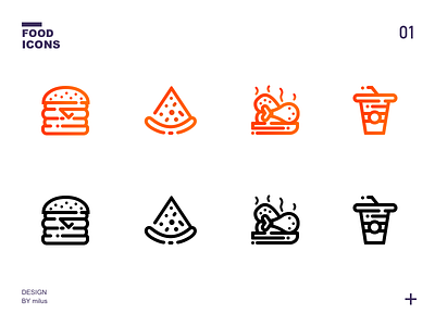 一组美食icons ui ux 卷筒纸 品牌 商标 应用 插图 设计