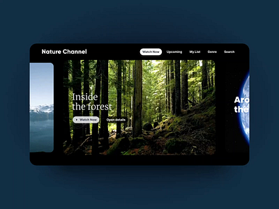 Nature Channel Streaming App Concept animation app clean interface dark design inspiration netflix streaming trendy tv ui ux video