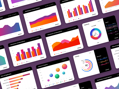 Juicy Data Charts bar chart bubble chart business chart charts clean interface dashboard data design diagram gradient graph inspiration line chart pie chart ui web