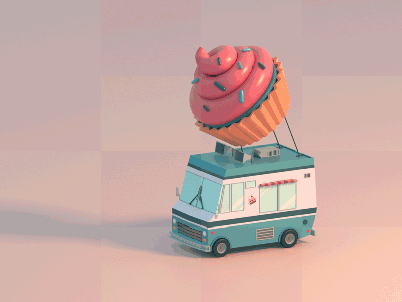 CupCake Truck 3d 3d animation 3dsmax animation cupcake gif illustration isometric lowpoly lowpolyart minimalist truck