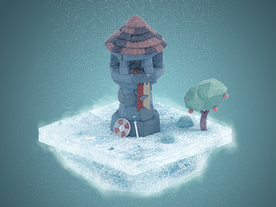 Winter is Coming... [3] 3d 3dsmax gameofthrones ice illustration isometric lowpoly medieval minimalist tower war winter winter is coming