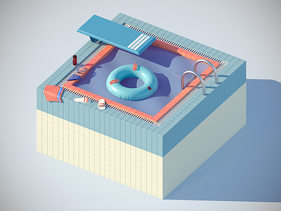 Swimming Pool 3d 3dsmax cartoon illustration isometric lowpoly minimalist pool swimming pool swimmingpool water