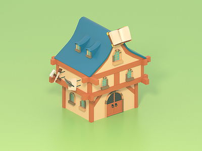 Hotel of Trades 3d 3dsmax architecture building hotel illustration isometric lowpoly medieval minimalist