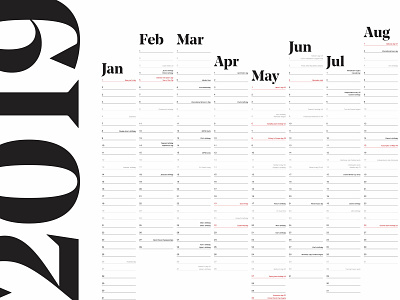 2019 Calendar