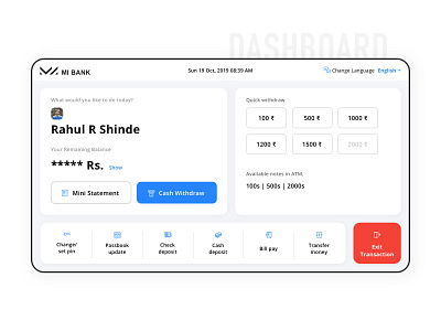 ATM Dashboard | UX UI Design Concept