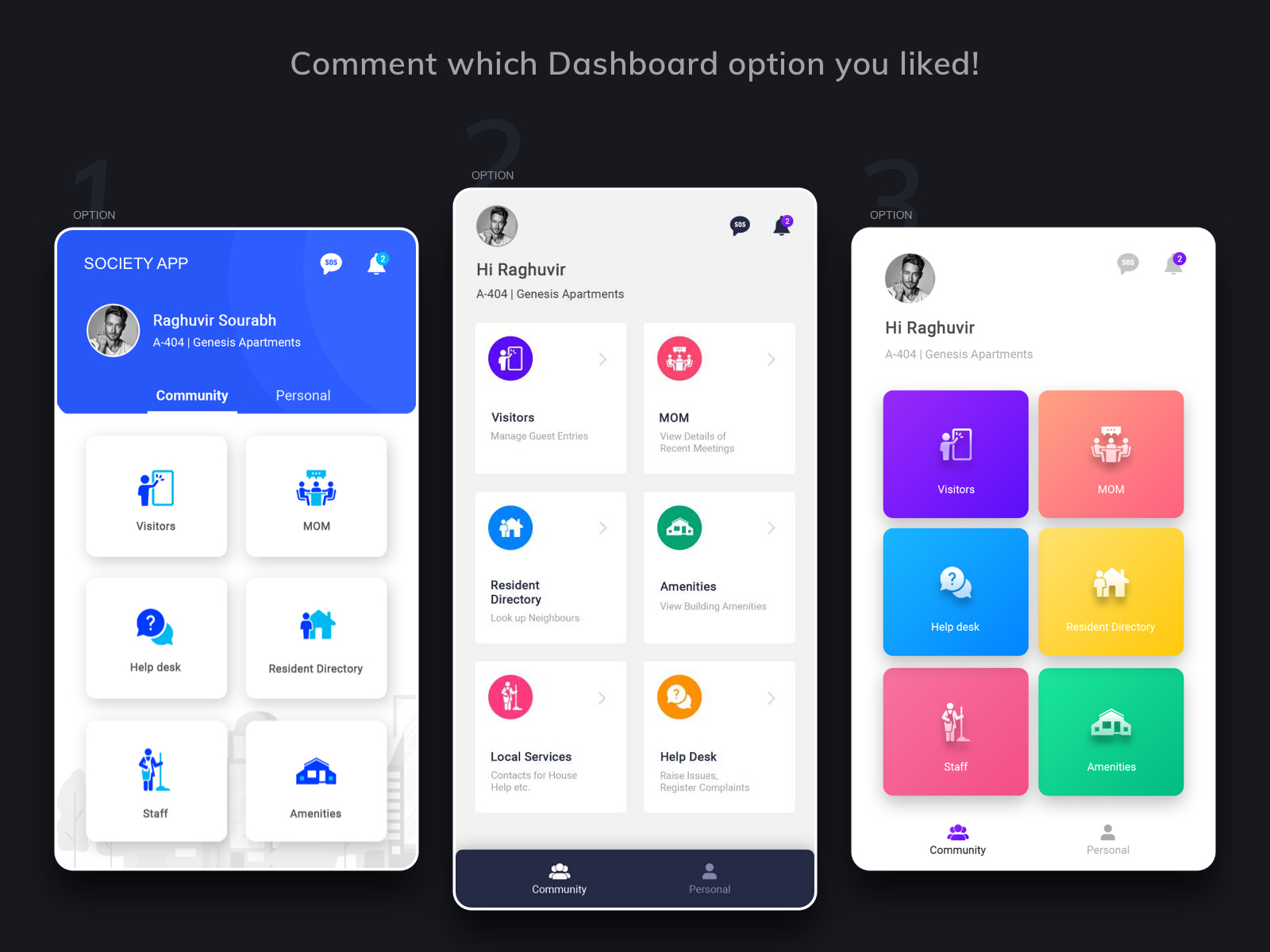 Society Management App Home Page UX UI Design 2019 By Rahul Shinde 