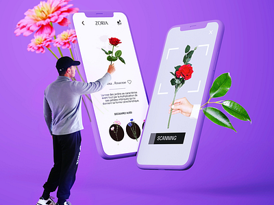 3d ui scene 3d app art design flower mobile ui