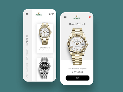 Rolex - app UI/UX Design adobexd app brand branding design gold luxury minimal minimalism minimalist photoshop rolex ui ux watches