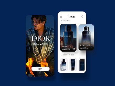 Dior concept app « SAUVAGE » parfume UI/UX Design