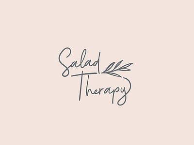 Salad Therapy blog foodie handwritten herbs leaves lettuce logo salad therapy