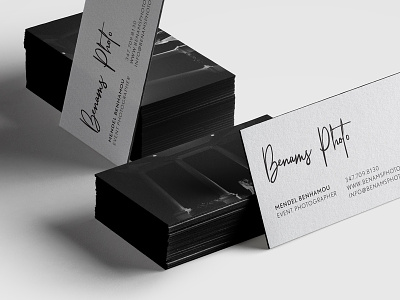 Photographer Business card black card phoenix logo photographer signature white