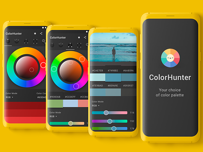 A mobile app to determine the color scheme color hunter color palette color scheme colorful it academy mobile mobile app pallete practice ui