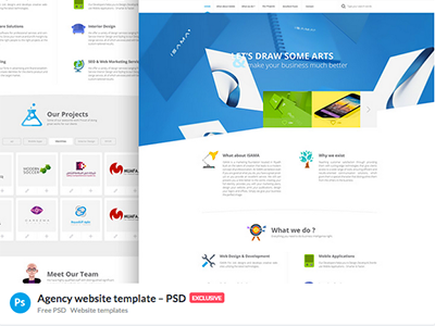 Agency website template – Free agency alhasan design flat psd template ui ux website