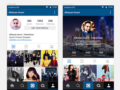 Instagram Profile concept concept cover feeds following instagram interface photos posts profile ui users ux