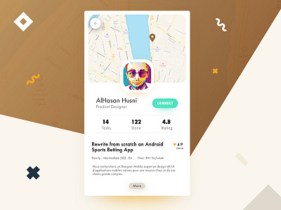 Tasker Profile with map bases app done ios location map profile rating task tasker tasks ui ux