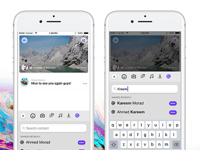 Quick access to Contacts! chats friends live locations people sounds text video voice