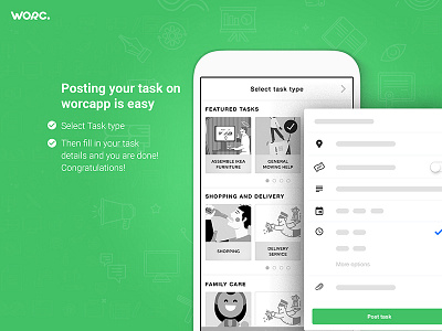 WorcApp for iOS android app design freelancers ios taskers tasks ui ux work