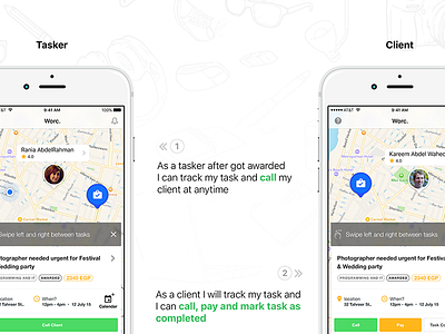 Tasker side VS Client side android app design freelancers ios taskers tasks ui ux work