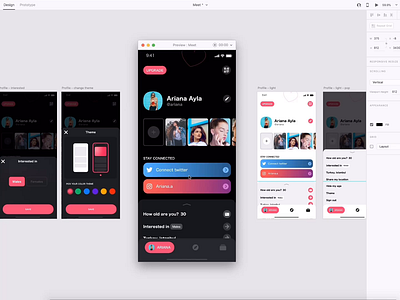 Change theme - Meet app apps darkmode dating design friends ios locations people theme ui ux video