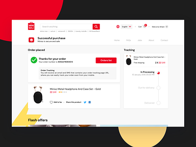 Traching! - Miniso Saudi Arabia cart design ecommerce products progress purchases shopping ui ux