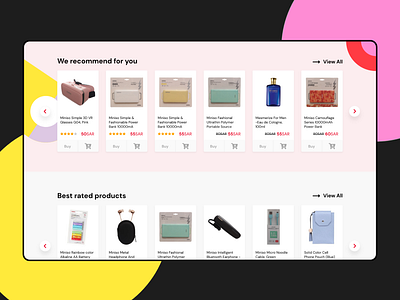 Listing products Miniso Saudi Arabia design ecommerce products purchases shopping ui ux