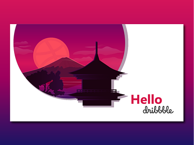 Hello Dribbble fuji hello dribbble illustration japan