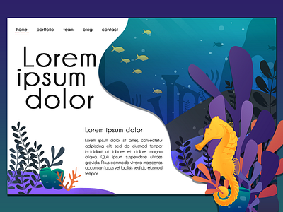 003. Landing page challange daily challange daily ui daily ui 003 design landing page sea seahorse typography under water