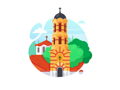Sveta Nedelya Church app church illustraion illustrator plovdiv ui vector