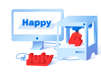 Happy 4th of July 3d 3d print 3d printing 4th america fourth graphic design illustration illustrator isometric july threeding usa