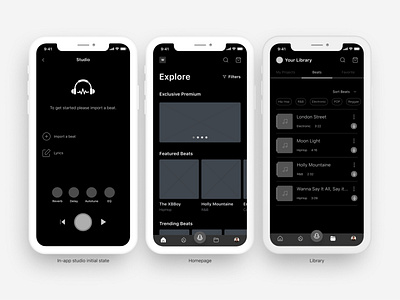 Music Studio App Wireframes